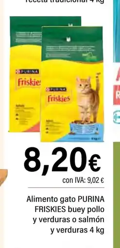 Cash Ifa PURINA FRISKIES Alimento gato buey pollo y verduras o salmón y verduras oferta