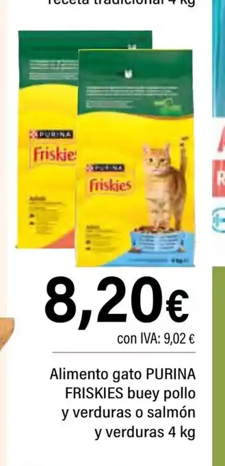 Cash Ifa PURINA FRISKIES Alimento gato buey pollo y verduras o salmón y verduras oferta