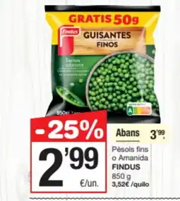 SPAR Fragadis FINDUS Pèsols fins o Amanida oferta