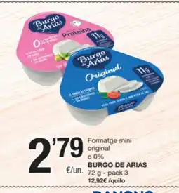 SPAR Fragadis BURGO DE ARIAS Formatge mini original o 0% oferta