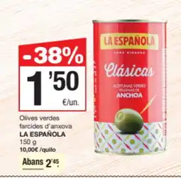 SPAR Fragadis LA ESPAÑOLA Olives verdes farcides d'anxova oferta