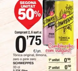 SPAR Fragadis SCHWEPPES Tonica original, llimona, zero o pink zero oferta