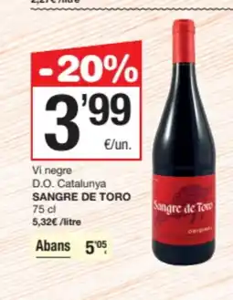 SPAR Fragadis SANGRE DE TORO Vi negre D.O. Catalunya oferta