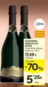 Caprabo Codorníu gran plus ultra - cava brut nature reserva oferta