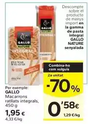 Caprabo Gallo - macarros ratllats integrals oferta