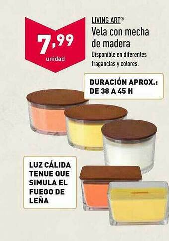 ALDI Living Art Vela Con Mecha De Madera oferta