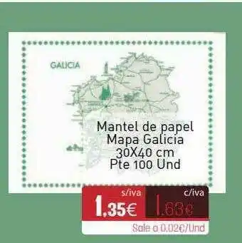 Cuevas Cash Mantel De Papel Mapa Galicia oferta