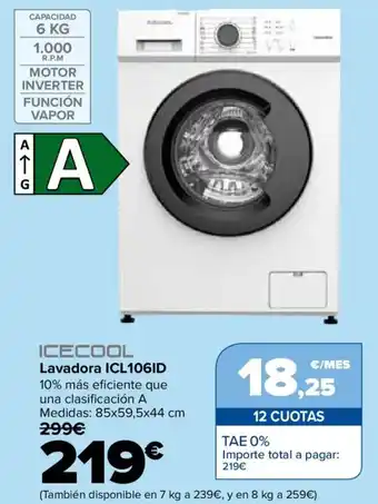 ICECOOL Lavadora ICL106ID
