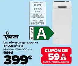 Carrefour HOOKER Lavadora carga superior THO286TM5-S oferta