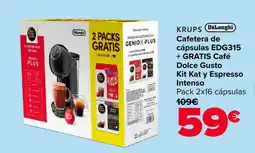 Carrefour KRUPS DeLonghi Cafetera de cápsulas EDG315 + GRATIS Café Dolce Gusto Kit Kat y Espresso Intenso oferta