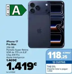 Carrefour iPhone 17 Pro Max 256 GB oferta