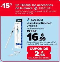 Carrefour SUBBLIM Lápiz digital Noteflow Universal oferta