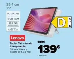 Carrefour LENOVO Tablet Tab + funda transparente oferta