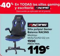 Carrefour RACING Silla polipiel Gamer Balance oferta