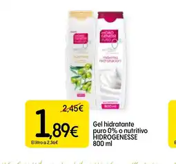 Dialprix HIDROGENESSE Gel hidratante puro 0% o nutritivo oferta
