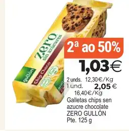 Plenus Supermercados ZERO GULLÓN Galletas chips sen azucre chocolate oferta