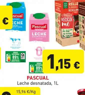 Hiperber PASCUAL Leche desnatada oferta