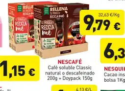 Hiperber NESCAFÉ Café soluble Classic natural o descafeinado oferta