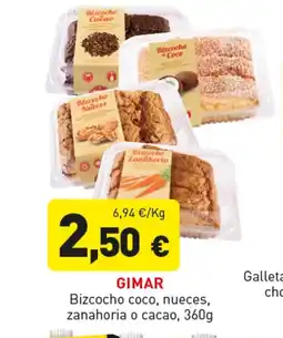 Hiperber GIMAR Bizcocho coco, nueces, zanahoria o cacao oferta