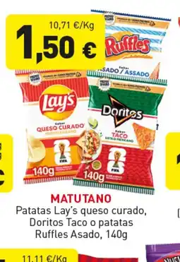 Hiperber MATUTANO Patatas Lay's queso curado, Doritos Taco o patatas Ruffles Asado oferta