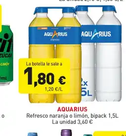 Hiperber AQUARIUS Refresco naranja o limón, bipack oferta
