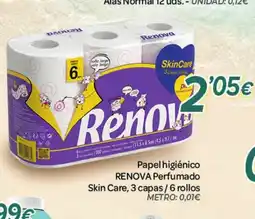 Alsara Supermercados RENOVA Papel higiénico Perfumado Skin Care, 3 capas/ 6 rollos oferta