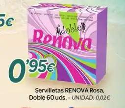 Alsara Supermercados RENOVA Servilletas Rosa, Doble 60 uds oferta