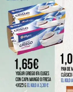 Claudio IFA ELIGES Yogur griego con capa mango o fresa oferta