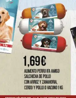 Claudio IFA AMIGO Alimento perro salchicha de pollo con arroz y zanahoria cerdo y pollo o vacuno oferta