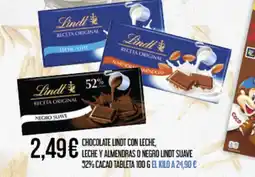 Claudio LINDT Chocolate con leche, leche y almendras o negro lindt suave 52% cacao tableta oferta