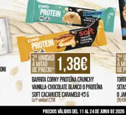 Claudio Barrita corny proteína crunchy vainilla-chocolate blanco o proteína soft cacahuete caramelo oferta