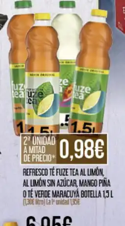 Claudio FUZE TEA Refresco té al limón, al limón sin azúcar, mango piña o té verde maracuya botella oferta