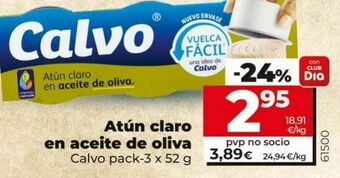 Dia Atún claro en aceite de oliva calvo pack-3 x 52g oferta