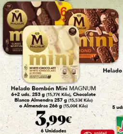 Gadis MAGNUM Helado Bombón Mini Chocolate Blanco Almendra o Almendras oferta