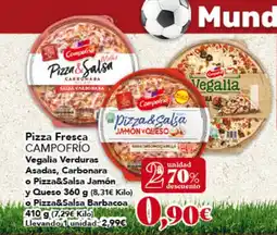 Gadis CAMPOFRÍO Pizza Fresca Vegalia Verduras Asadas, Carbonara o Pizza&Salsa Jamón y Queso o Pizza&Salsa Barbacoa oferta