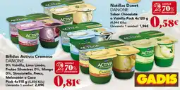 Gadis DANONE Bifidus Activia Cremoso 0% Vainilla, Lima Limón, Frutos Silvestres 0%, Mango 0%, Straciatella, Fresa, Melocotón o Coco oferta