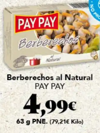 Gadis PAY PAY Berberechos al Natural oferta