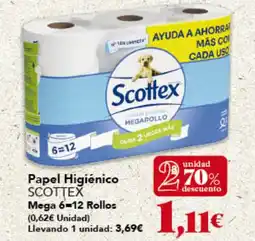 Gadis SCOTTEX Papel Higiénico Mega 6-12 Rollos oferta