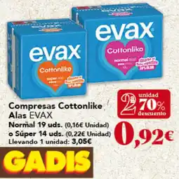 Gadis EVAX Compresas Cottonlike Alas Normal o super oferta