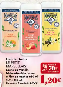Gadis LE PETIT MARSELLAIS Gel de Ducha Leche de Vainilla, Melocotón-Nectarina o Flor de Azahar oferta