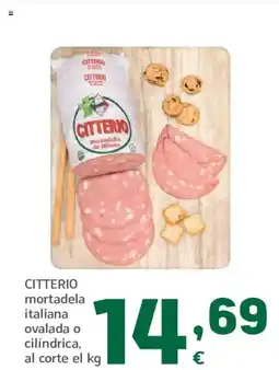 HiperDino CITTERIO mortadela italiana ovalada o cilindrica oferta