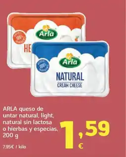 HiperDino ARLA queso de untar natural, light, natural sin lactosa o hierbas y especias oferta