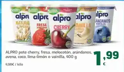 HiperDino ALPRO pote cherry, fresa, melocotón, arándanos, avena, coco, lima-limón o vainilla oferta