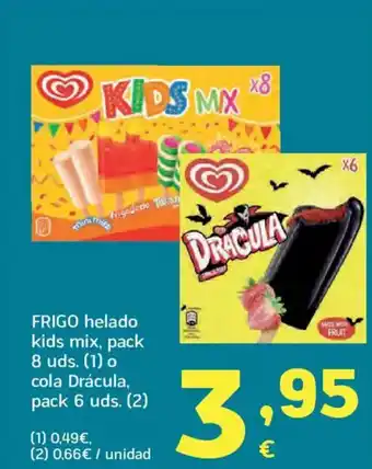 HiperDino FRIGO helado kids mix o cola Drácula oferta