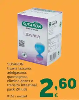 HiperDino SUSARON tisana laxsana, adelgasana, quemagrasa, elimina gases o transito intestinal, oferta