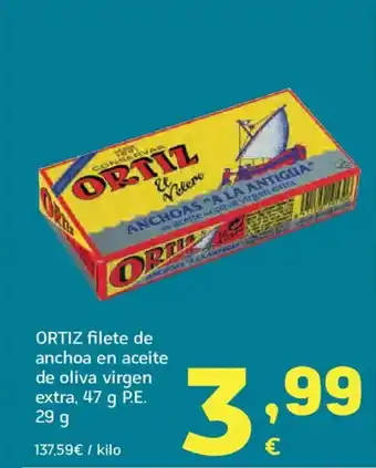 HiperDino ORTIZ filete de anchoa en aceite de oliva virgen extra oferta