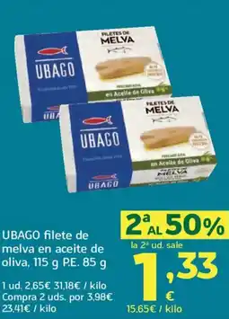 HiperDino UBAGO filete de melva en aceite de oliva oferta