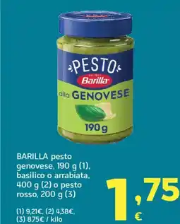 HiperDino BARILLA pesto genovese basilico o arrabiata o pesto rosso oferta