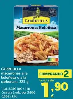 HiperDino CARRETILLA macarrones a la boloñesa o a la carbonara oferta