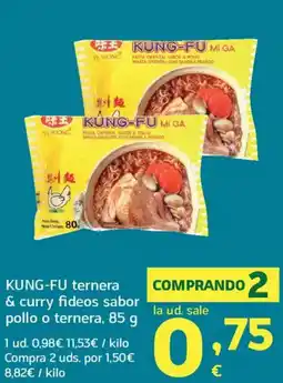 HiperDino KUNG-FU ternera & curry fideos sabor pollo o ternera oferta